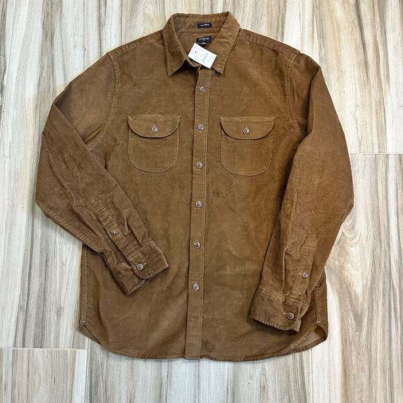 NWT J crew factory corduroy button-down jacket Shirt Size M Brown Casual Outdoor - Picture 1 of 4